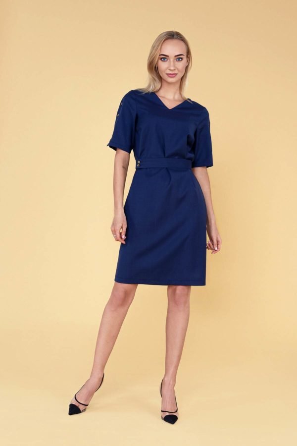 Tamsiai mėlyna Dalykinė suknelė vasarai „My own dress 32” - Tauti Look